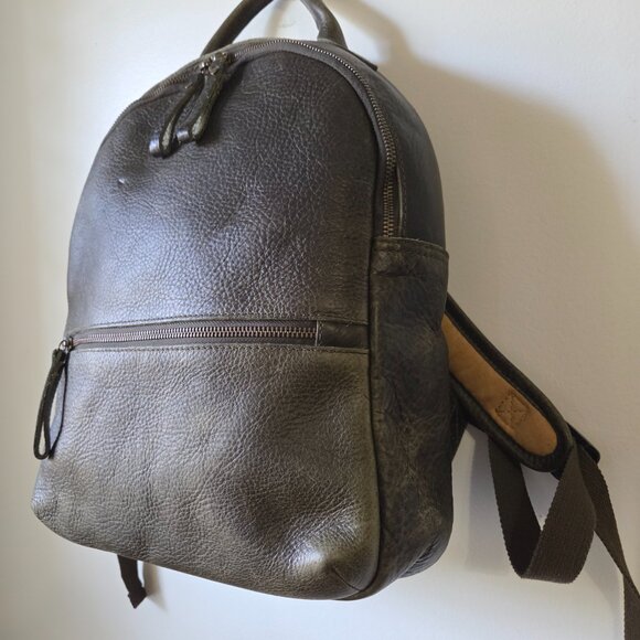 EUC DULUTH TRADING CO LIFETIME LEATHER PREMIUM FULL GRAIN COWHIDE BACKPACK GREEN - Picture 4 of 16